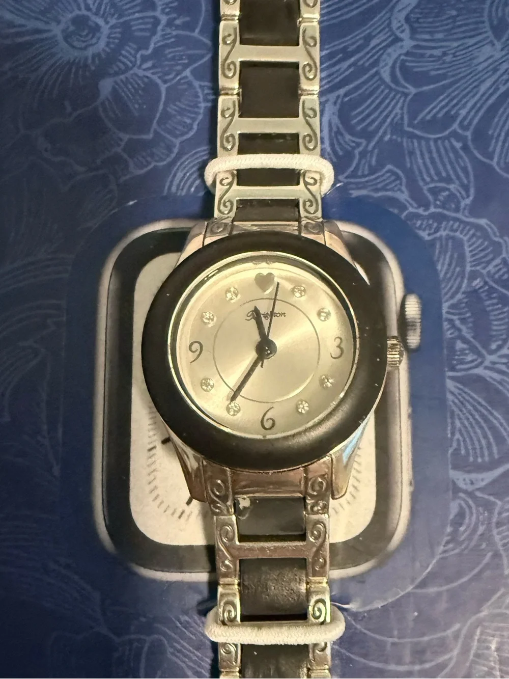 Brighton Silver Watch with Black Accent Links gorgeous NEW in its tin! Gorgeous